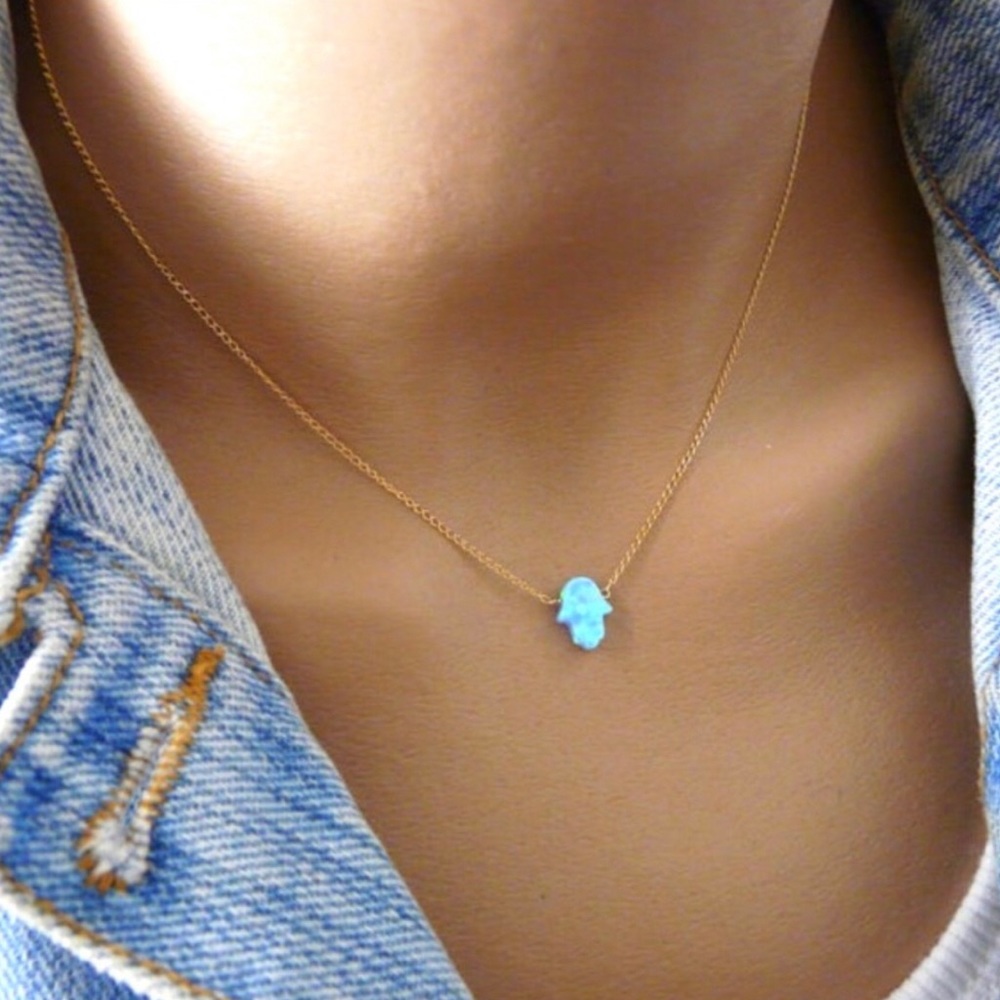 Authentic Opal and Gold Hamsa necklace